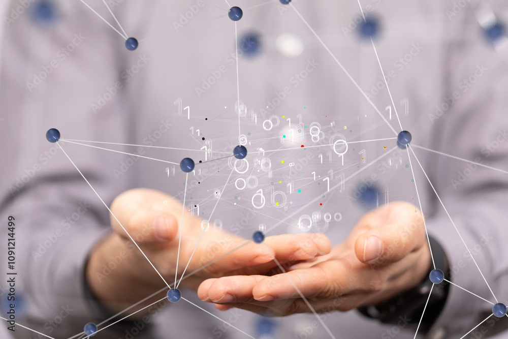 Poster Technology background. Big data concept. Binary