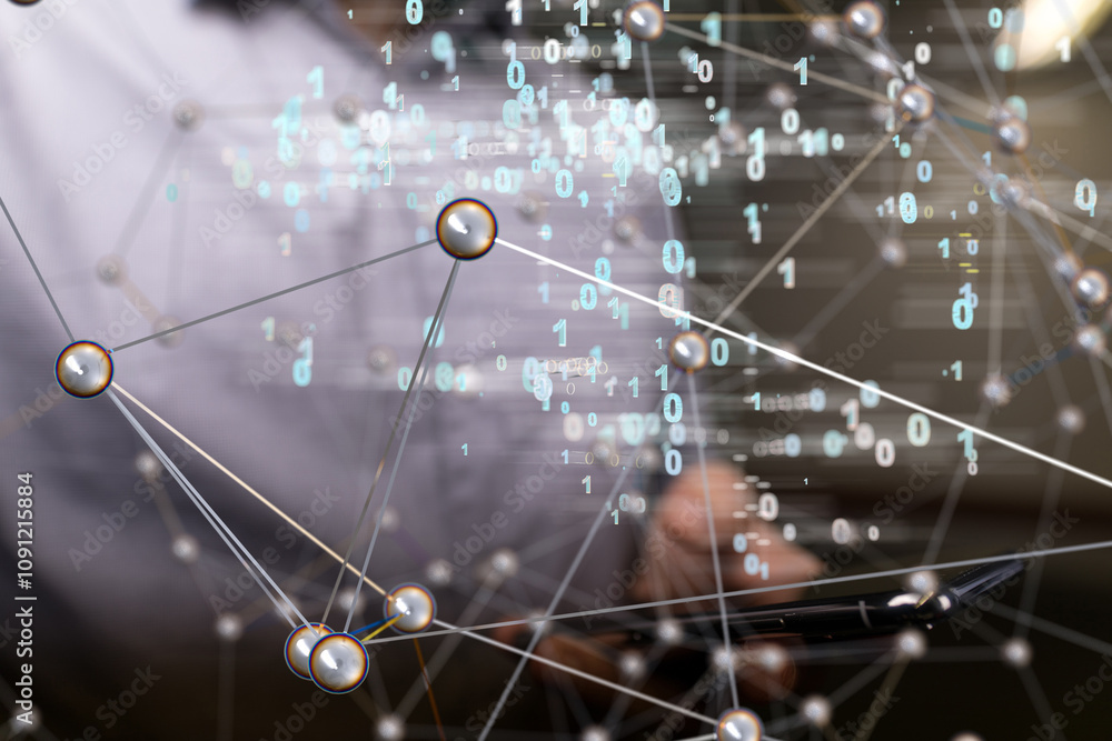Poster conference digital network and data concept 3d