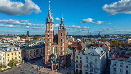 Fototapeta premium Basilica of St. Mary. Famous old landmark Church of Assumption of Virgin Mary. Krakow, Poland.