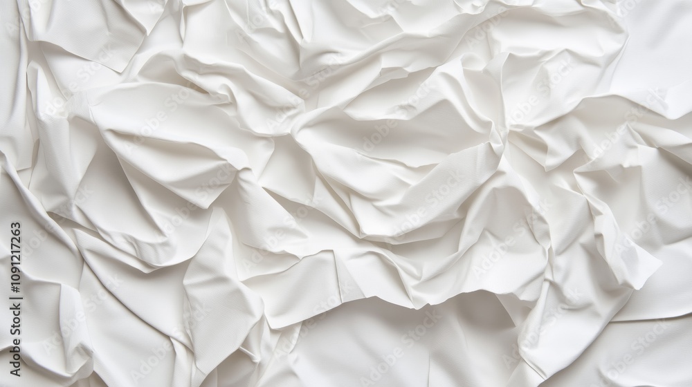 Poster crumpled and wrinkled white paper creates an interesting and textured backdrop with depth and charac