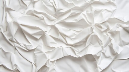 Obraz premium Crumpled and wrinkled white paper creates an interesting and textured backdrop with depth and character. Background of textured white paper with intricate wrinkles and folds