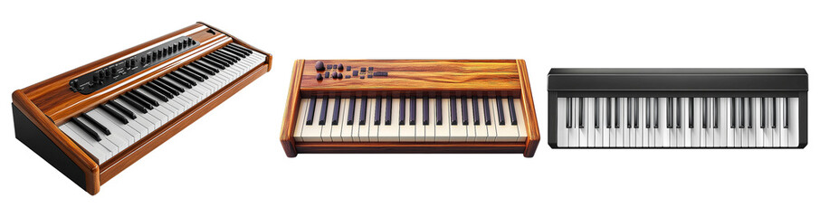 Three Stylish Keyboard Designs on Transparent Background