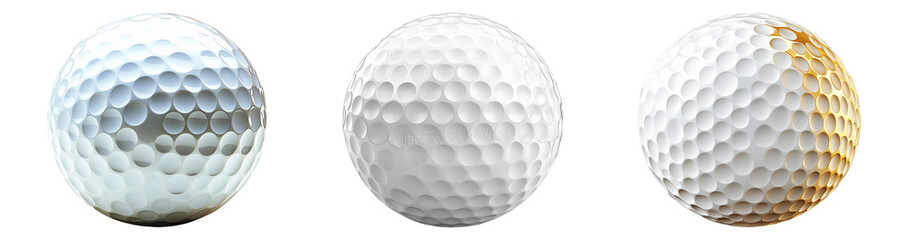 Three Golf Balls on Transparent Background