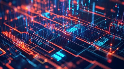Fototapeta premium Dynamic digital data visualization technology environment graphic design abstract concept futuristic perspective