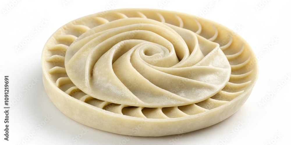 Poster circular s dumpling a round dumpling with a design that spirals inward similar to a s coiling in a c