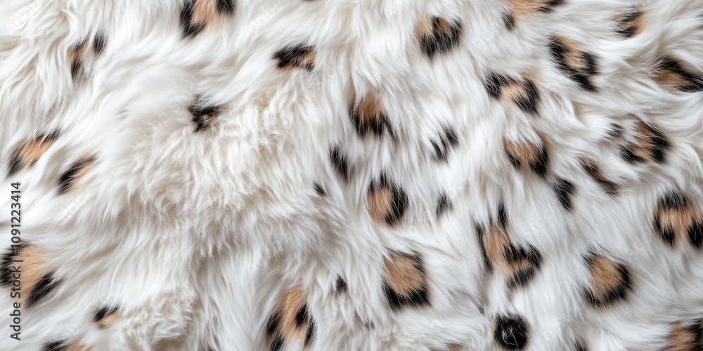 Poster soft leopard print fabric texture with white and tan patterns in close-up. this close-up displays a 