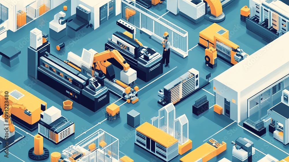 Aufkleber a small-scale smart factory using advanced machinery for high-efficiency production.