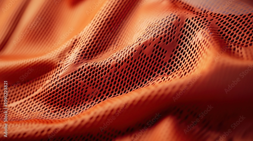 Poster close-up of orange mesh fabric showcasing texture and pattern.