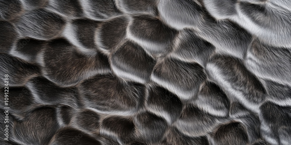 Poster close-up of soft grey fur with natural patterns and color variations. close-up view highlights the i