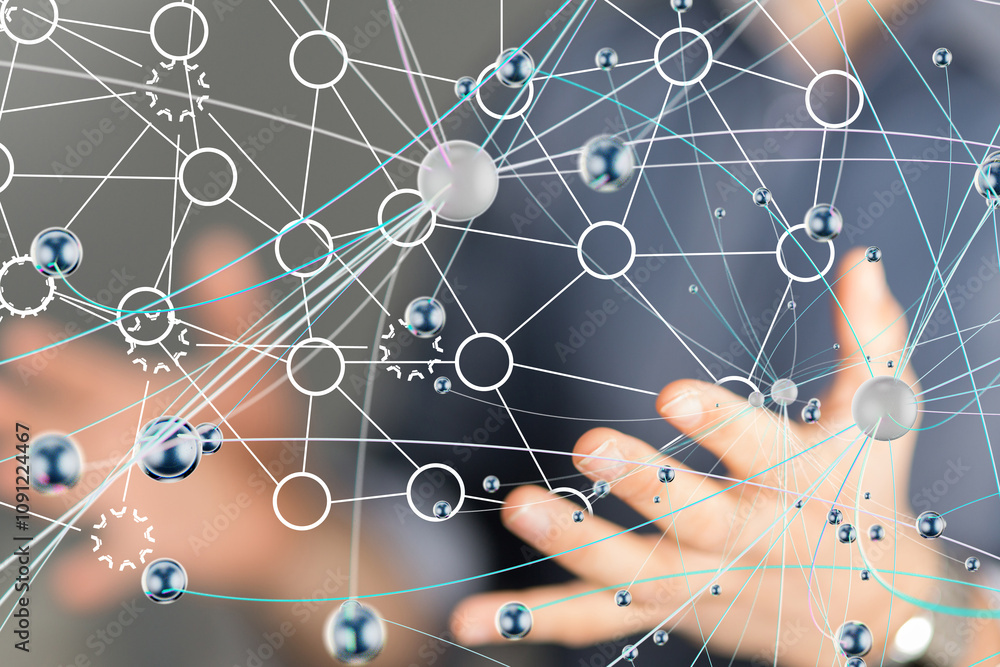 Poster conference digital network and data concept 3d