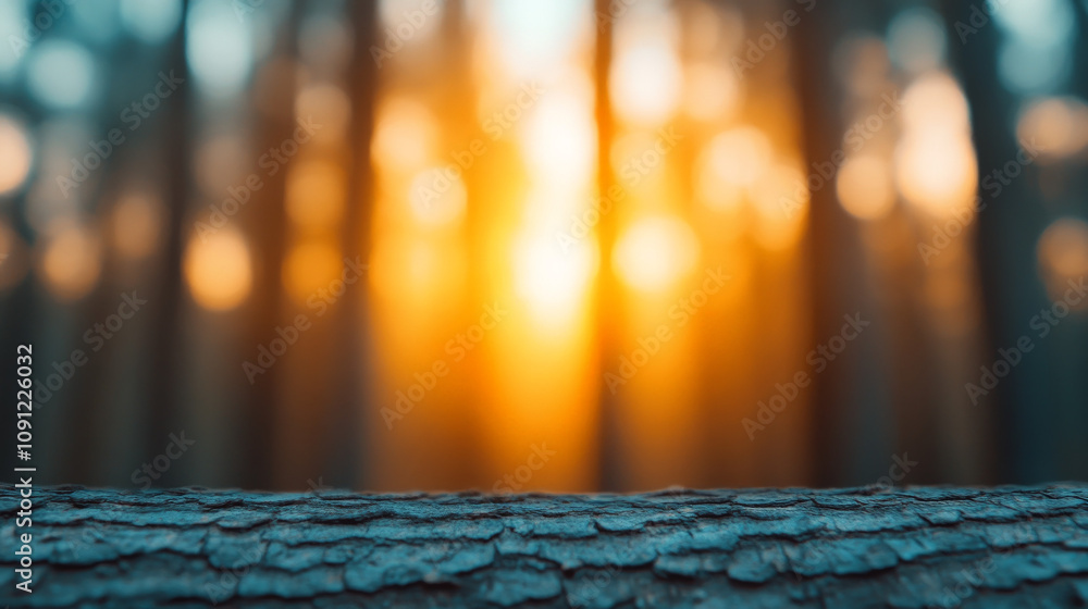 Poster sunset serenity: forest log display