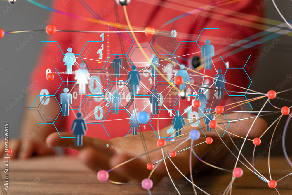 Poster communication network digital group connect - 3d