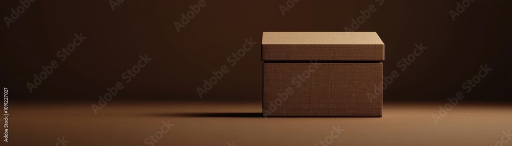 Poster a minimalist wooden box is centered on a plain surface, highlighting its texture and simplicity agai