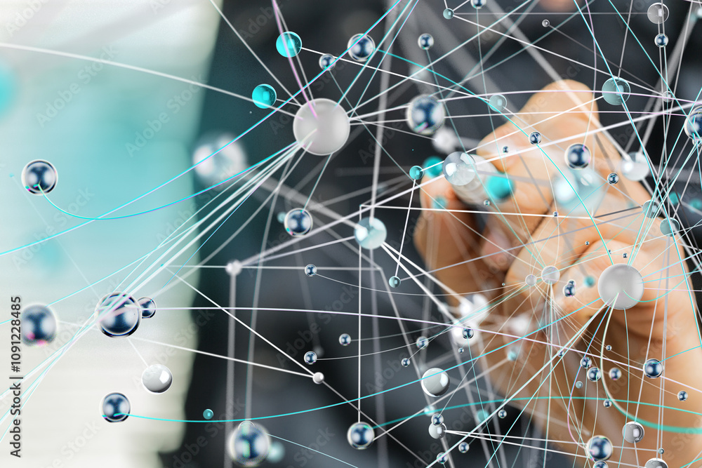Poster conference digital network and data concept 3d