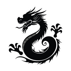 Naklejka premium Elegant Dragon with Flowing Tail Design