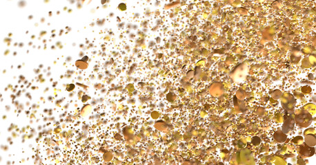 gold  Burst: Astonishing 3D Illustration of Bursting gold Confetti