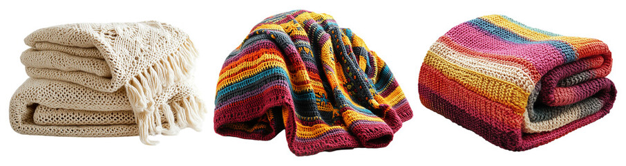 Cozy Blankets on Transparent Background