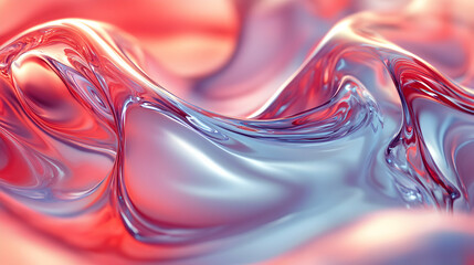 Obraz premium Abstract 3D Rendering of Fluid, Red and Blue Liquid Swirls, Digital Art Background