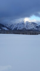snow covered mountains
