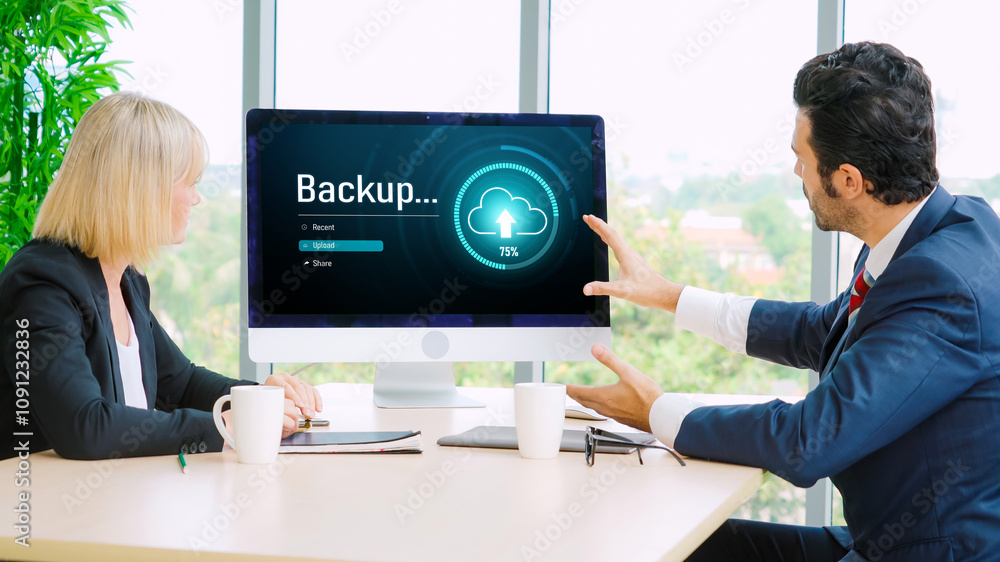 Poster backup storage data internet technology business concept. database storage cloud technology file dat