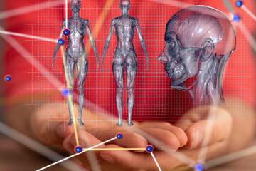 digital medical futuristic interface 3D rendering