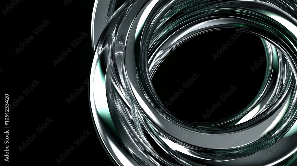 Wall mural abstract silver swirl lines circle background with light effect.
