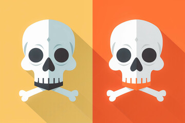 Crossbones and skull death flat icon for apps and games