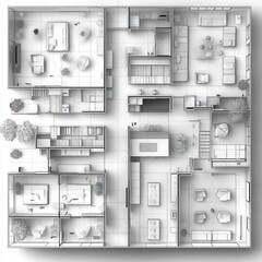 Modern Apartment Building Aerial Floor Plan Design