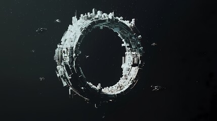 Fototapeta premium digital technology universe ring space station illustration poster background