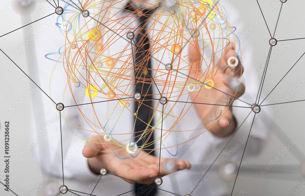Poster conference digital network and data concept 3d