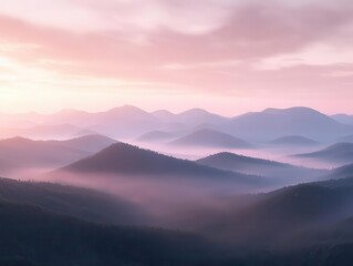 Fototapeta premium stunning view of majestic mountains illuminated by the soft glow of sunrise, creating a peaceful and awe-inspiring landscape filled with natural beauty