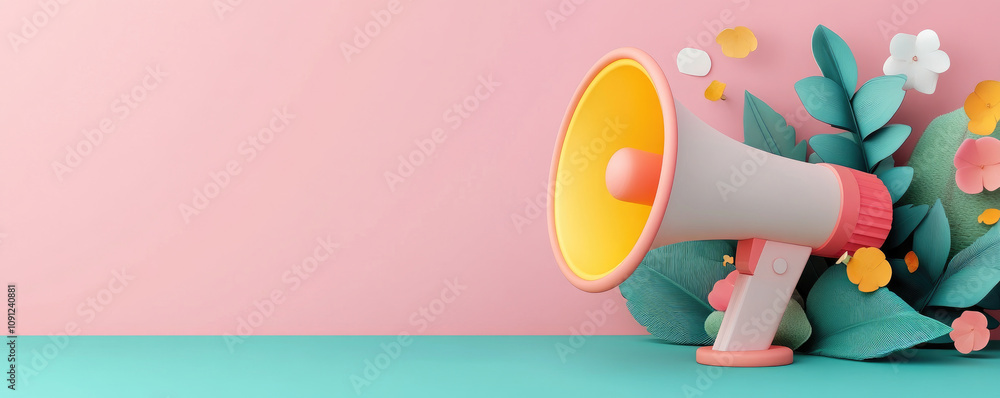 Poster digital marketing strategy visualization, dynamic 3d illustration highlighting key concepts with amp