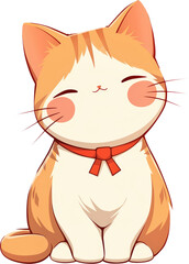 Adorable anime-style cat with a red bowtie