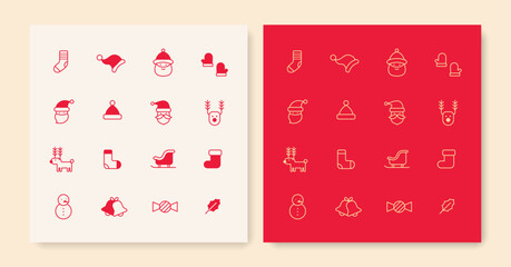 Minimal line Christmas icon set
