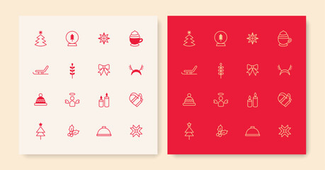 Minimal line Christmas icon set