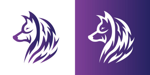 Obraz premium A pair of stylish wolf head logos, perfect for a modern brand needing a strong, animalistic identity.