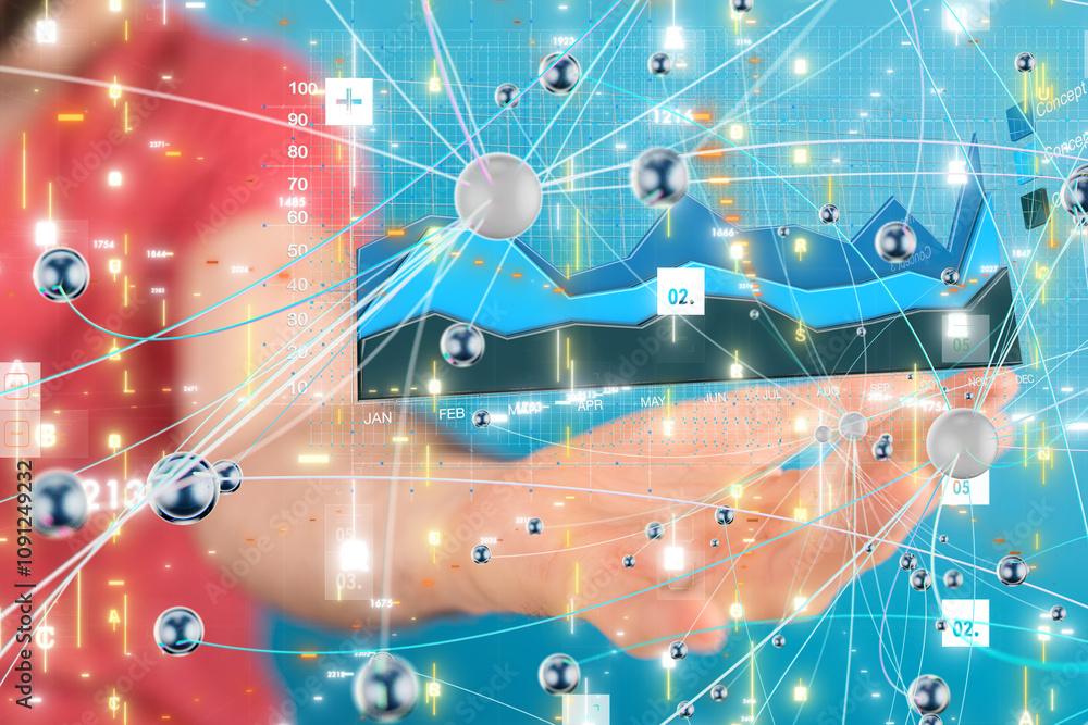 Poster diagram futuristic wave, futuristic data stream
