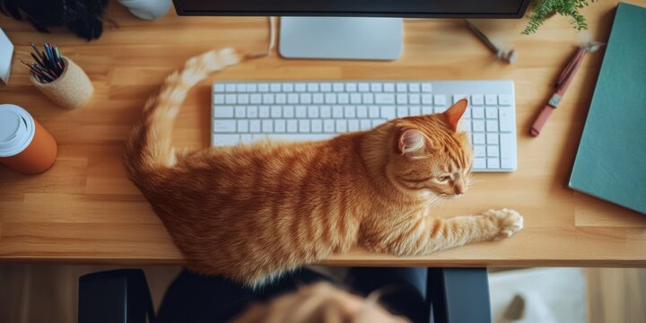  cat constantly walks across the keyboard or knocks things off the desk