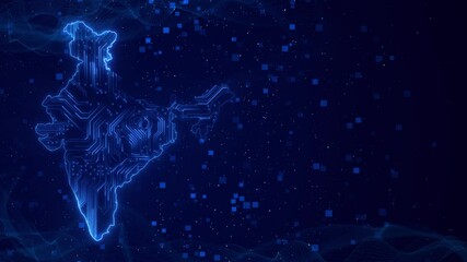 Futuristic Digital map Bharat India global network connectivity, data transfer and cyber technology, business exchange, information HUD digital growth, finance growth, Wire Frame 3D mesh E-government - Powered by Adobe