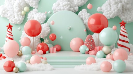 Red and green e-commerce UI decorated for Christmas animated snow