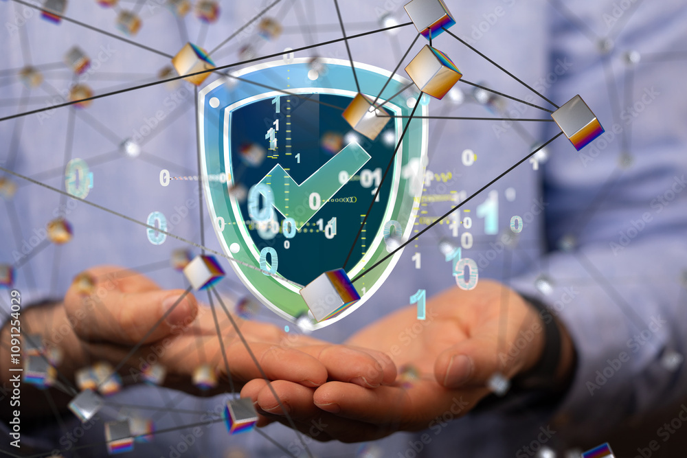 Poster certified guarantee approval or secure access system concept,