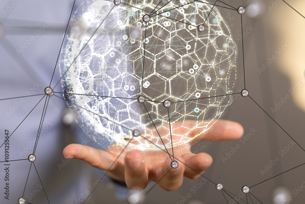 Poster conference Digital Network and data concept 3d