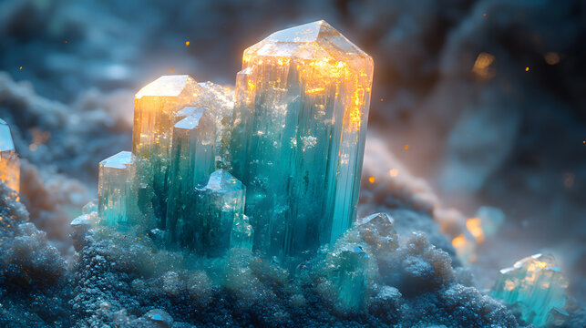 An Intricate View Highlighting the Bright Neon Hues of a Paraiba Tourmaline Gemstone in Its Unrefined Natural State