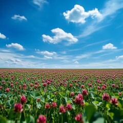 Obraz premium Red clover, blue sky