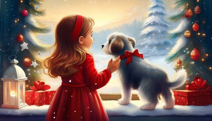 child playing with dog