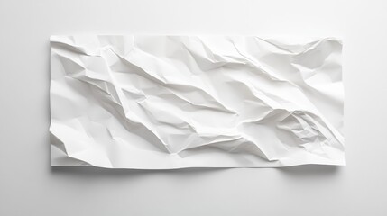 Obraz premium Crumpled white paper sheet with textured waves against a clean, plain white background, highlighting the intricate folds and shadows.