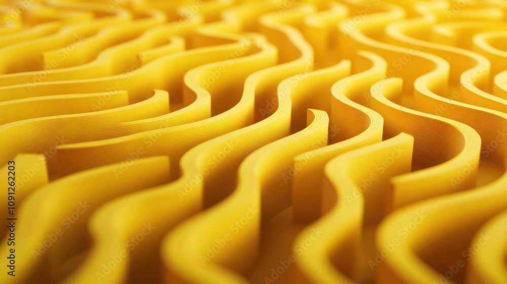 Poster close-up of textured yellow waves creating a modern and vibrant background for design projects and c
