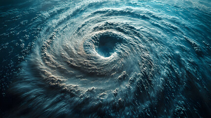 Dramatic Close-Up of a Formidable Hurricane Captured by Satellite, Showcasing Intense Weather Patterns Over the Ocean