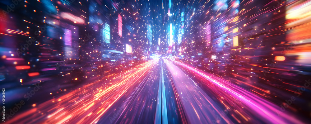 Poster abstract background with speeding lights and colors