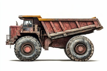 Obraz premium Large rusty red mining dump truck.
